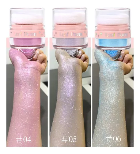 Kit 6 Polvos Iluminadores Multiusos Cuerpo Perlado