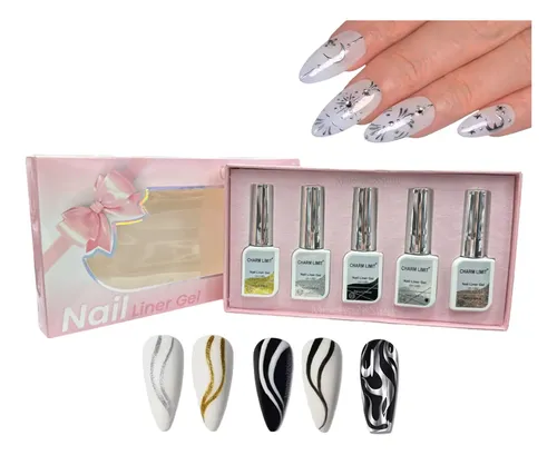 Kit Liners X5 Plata Mirror Dorado Gliter Negro Charm Limit