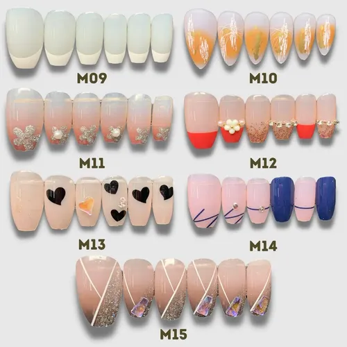 Uñas Postizas Almendras 24pcs Con Pegamento Vario Modelos