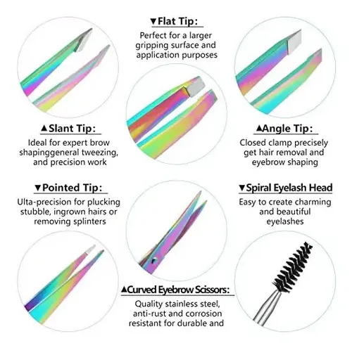 Juego De 6 Pinzas Para Cejas Para Mujeres Con Tijeras Para