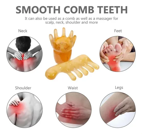Y: 2 Piezas Peine De Masaje De Resina Piedra Gua Sha Peine G