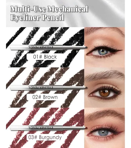 Lápiz Delineador De Ojos Gel, Waterproof, 3 Colores, Largo