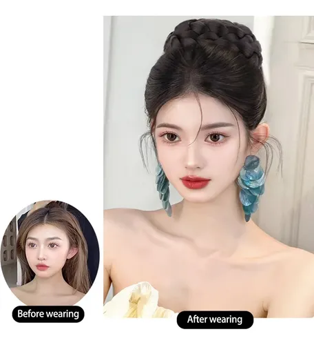 (b) Pelucas Con Moño, Extensiones De Cabello, Peluca Casual