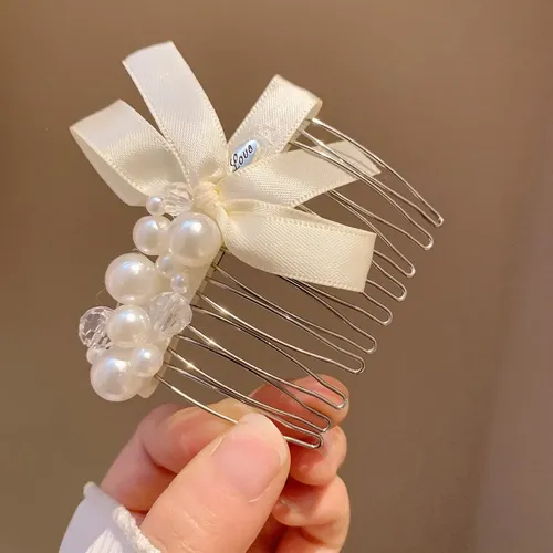 Peineta De Perlas Y Cristales French Sweet Ribbon