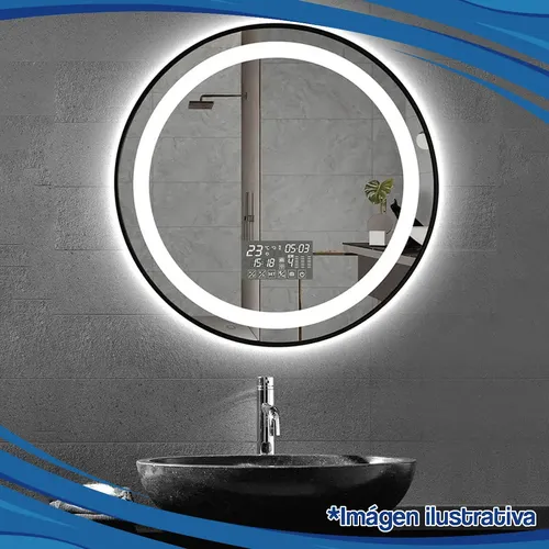 Espejo Redondo 800 Mm Led Parlantes Bluetooth Desempañador *