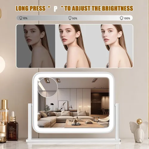 Espejo De Maquillaje Con Luz Led 42x31cm Blanco