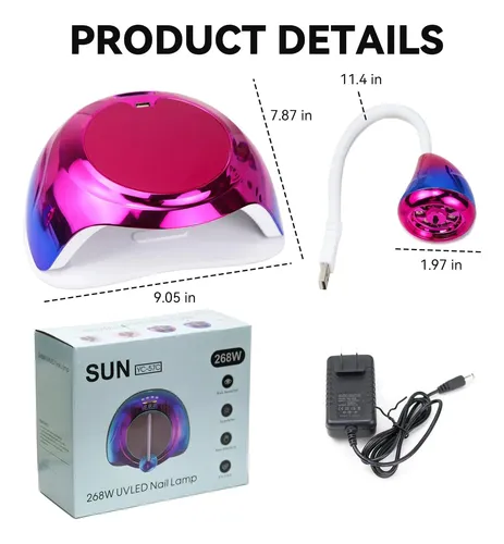 Lámpara Uv Led 268w Para Uñas Con Sensor Y 4 Temporizadore