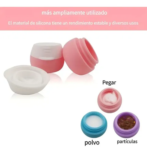 Set X4 Recipientes Silicona Pastillero Cremas Maquillajes