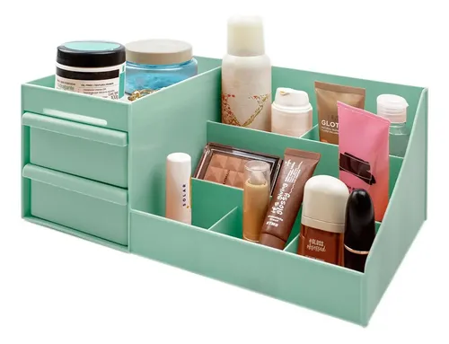 Organizador Maquillaje Cremas Escritorio Cajones . Color Verde