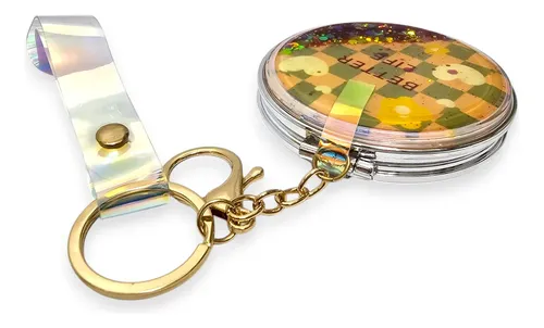 Espejo Metal Glitter Cartera Doble Aumento Regaleria