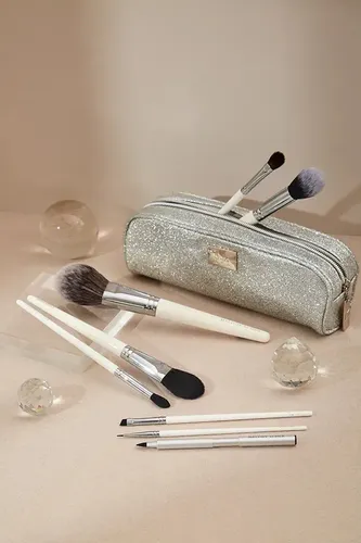 Set 8 Brochas Y Pinceles De Maquillaje Profesional Extra Suaves+estuche Melody Scher Blanco
