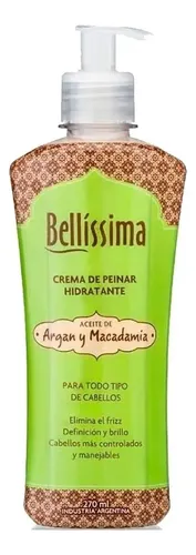 Crema De Peinar Argan Y Macadamia Pelo Seco Bellissima 270ml