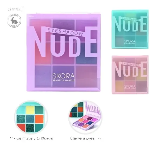 Set X 3 Paletas Sombras De Ojos Matte Y Glitter Nude Skora