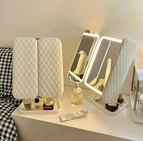 Espejo Maquillaje 3 Modos D Luz Aumento Y Reversible!!!