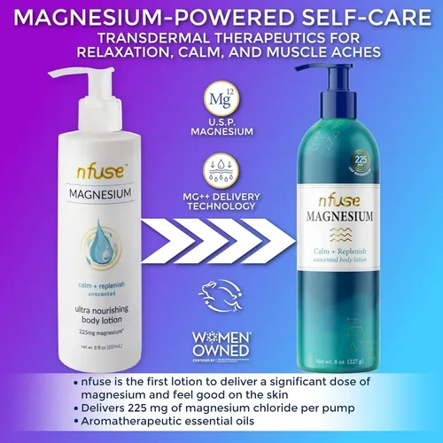 Loción Corporal De Magnesio Natural Nfuse | Mg++ Delivery Te