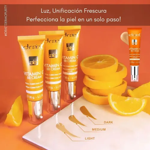 Base Maquillaje Vitamin C Bb Cream Correctora Idraet Medium