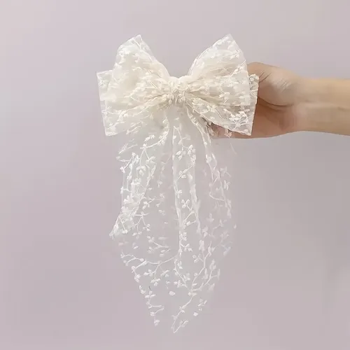 Coletero De Encaje Con Moño Para Mujeres Y Niñas 1 Uds Blanquecino Lace