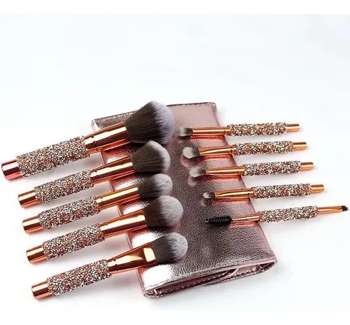 Juego De 10 Brochas De Maquillaje Con Funda,
