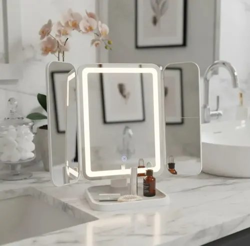 Espejo De Maquillaje Con Aumento 1x/2x/3x Led 3modos Recarga