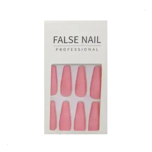 Uñas Postizas Coffin Rosa Liso 24 Unidades Elisabeth&Co Press On