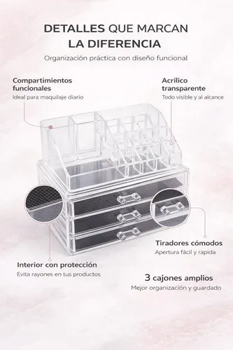 Organizador Acrílico De Maquillajes Y Cosmeticos Con Cajones