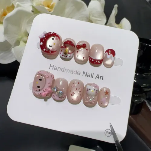 Calidad Superior Parche De Uñas Con Lazo Rosa Pellizcado A