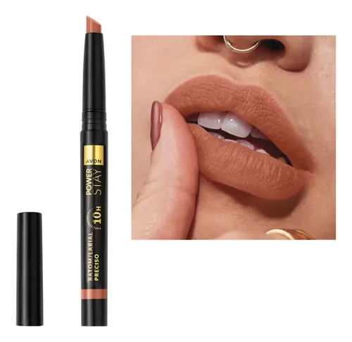 Lápiz Labial Preciso Matte Larga Duracion Power Stay Retractil – Avon Color Bronze Champion