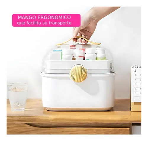 Baúl Organizador Multiuso Maquillaje Manija Tapa Transparent