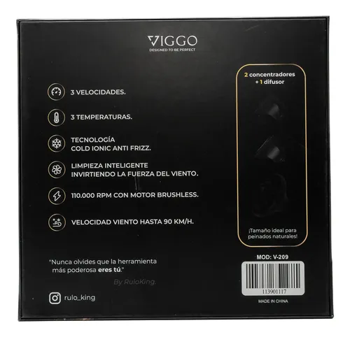 Secador De Pelo Viggo Vortex Rulo King (2300w)