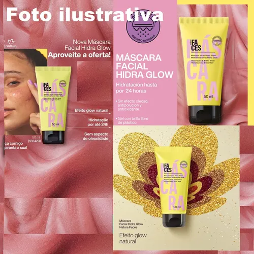 Máscara Facial Hidra Glow 50ml Faces Natura Vegano