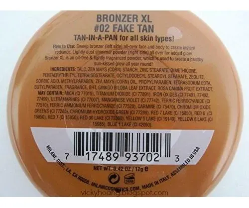 Bronceador Milani Xl Bronceado Falso 7.62×7.62×2.54cm