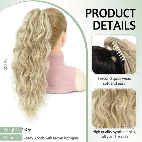 Extensiones De Cabello 18 Pulgadas Con Pinza En Coleta