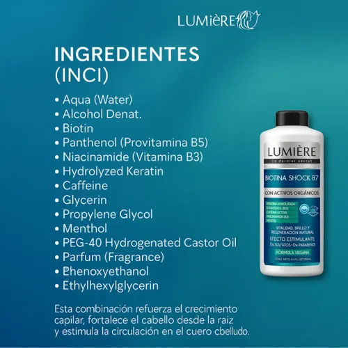 X2: Biotina Anti Caída Apto Uso Diario Formula Vegana 500ml