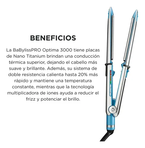 Planchita Pelo Babyliss Alisado Óptima 3000 Bivoltaje