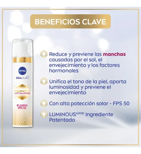 Fluido Nivea Luminous Antimanchas Cellular Fps50 40ml