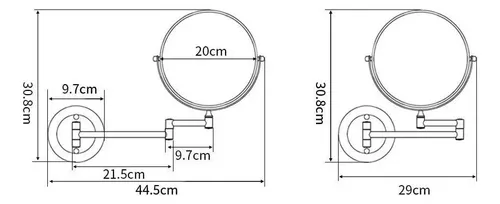 Espejo De Pared Extensible Con Aumento X3 Brazo 20 Cm