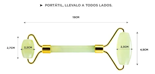Masajeador Facial Cuello Doble Rodillo Gadnic Verde Jade