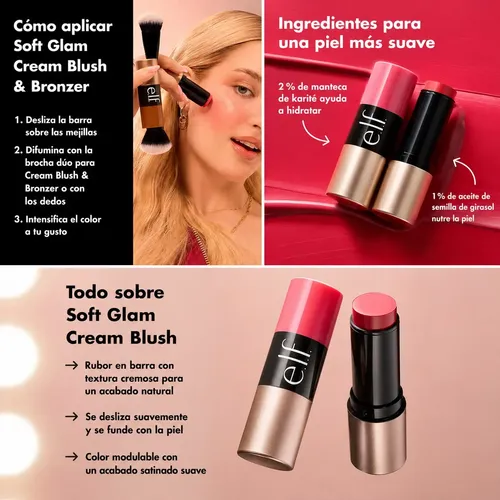 Rubor En Crema Elf Soft Glam Cream Blush Original Importado