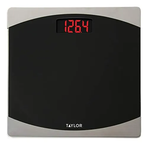 Báscula De Baño Digital Taylor Glass Negra Y Plateada 181 Kg