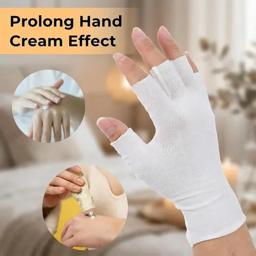 Guantes De Algodón Blancos Sin Dedos Hidratantes X5