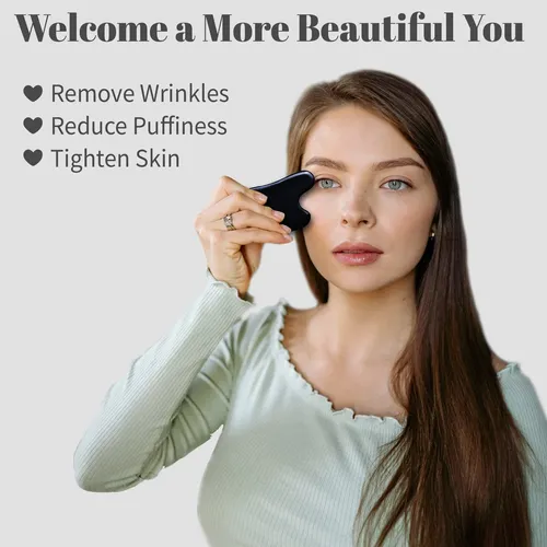 Set 4 Herramientas Gua Sha Rena Chris Masaje Facial Negro