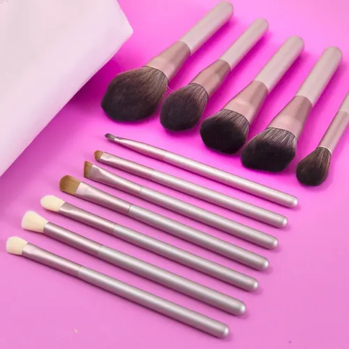 Set De Pinceles Para Maquillaje X12 Sobre Rosa P6850