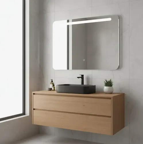 Espejo Horizontal Curvo Luz Led Trasera 700x500mm Wc-825
