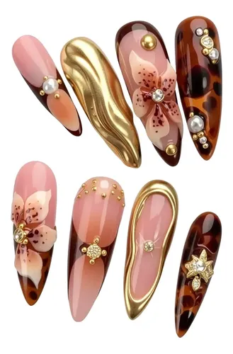 Uñas Postizas Babalal Bnn01 Estilo Stiletto Largas Con