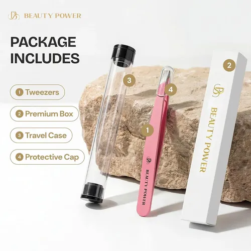 Pinza Profesional Rosa Precisión Para Cejas Y Vello Facial