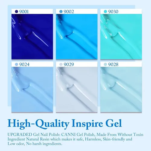 Set De Esmalte De Uñas En Gel Canni 6 Colores 9ml Azul