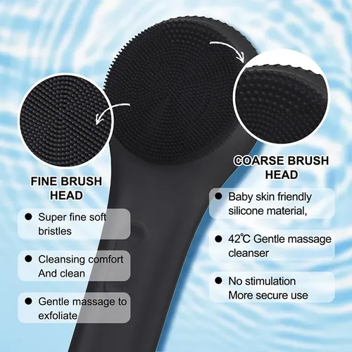 Cepillo De Masaje Facial Con Rodillo Vibratorio Para Limpiez Negro