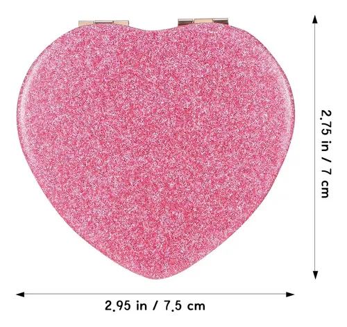 Espejo Compacto De Viaje Con Forma De Corazón,plegable,doble