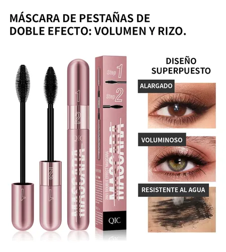 Mascara De Pestañas Rimel 2 En 1 Waterproof Volumen Y Largo