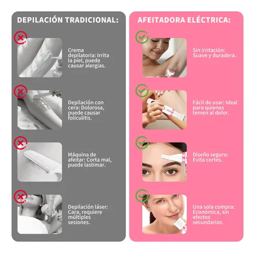 Y Depiladora Eléctrica Mujer Rasuradora Facial Y Corporal